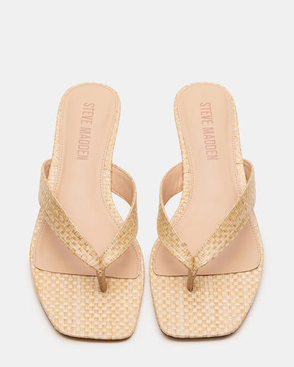 TRACIE Raffia Thong Strap Women's Kitten Heel | Steve Madden Premium