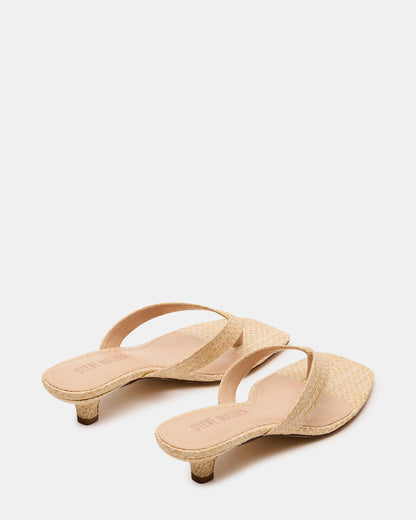 TRACIE Raffia Thong Strap Women's Kitten Heel | Steve Madden Premium