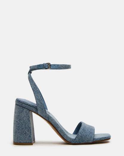 MESSA Denim Fabric Women's Square-Toe Block Heel | Steve Madden Essential
