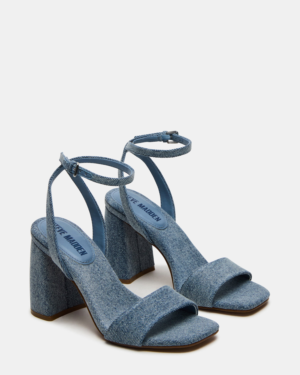 MESSA Denim Fabric Women's Square-Toe Block Heel | Steve Madden Essential