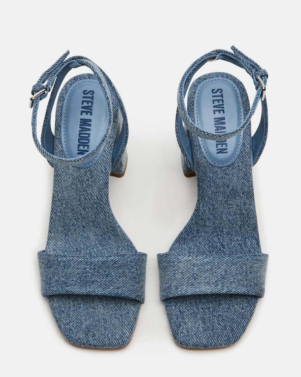 MESSA Denim Fabric Women's Square-Toe Block Heel | Steve Madden Essential