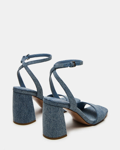 MESSA Denim Fabric Women's Square-Toe Block Heel | Steve Madden Essential