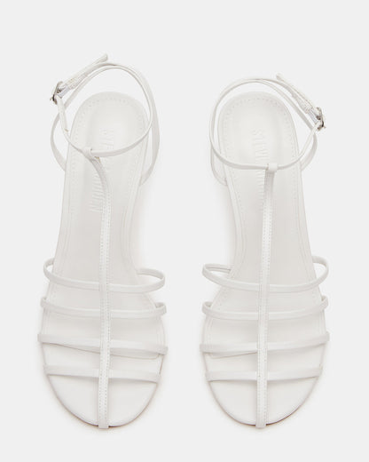 TILDAH White Leather Strappy Rounded Toe Women's Heel | Steve Madden Exclusive