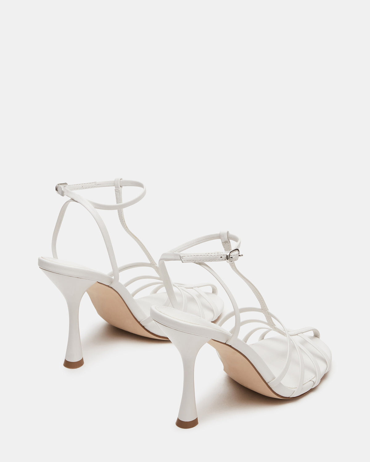 TILDAH White Leather Strappy Rounded Toe Women's Heel | Steve Madden Exclusive