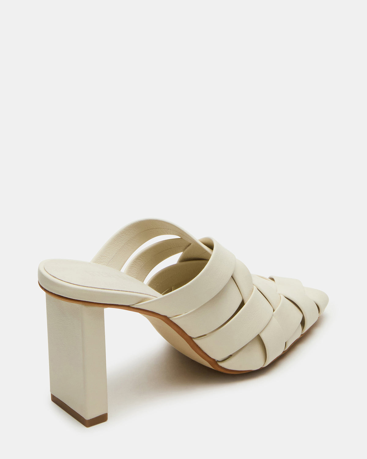 NAKITA White Square-Toe Woven Mule Women's Heel | Steve Madden Essential