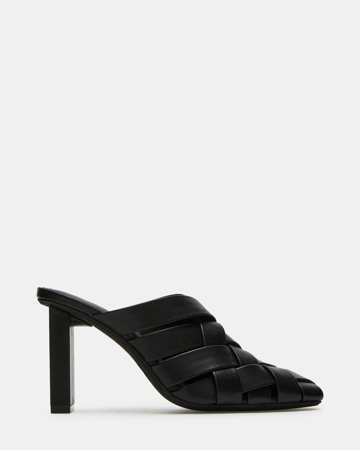 NAKITA Black Square-Toe Woven Mule Women's Heel | Steve Madden Top Pick