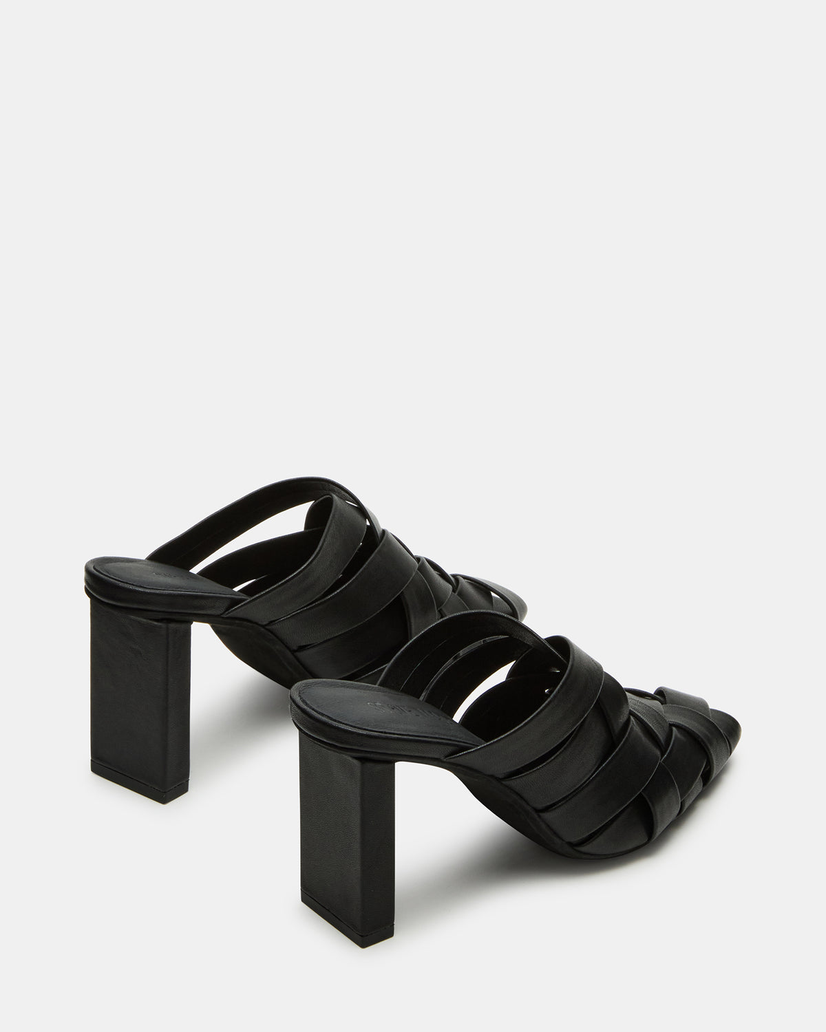 NAKITA Black Square-Toe Woven Mule Women's Heel | Steve Madden Top Pick
