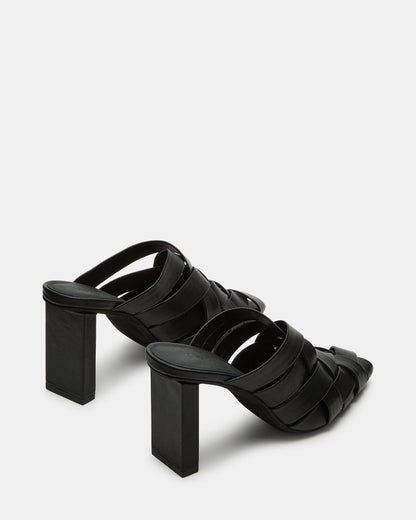 NAKITA Black Square-Toe Woven Mule Women's Heel | Steve Madden Top Pick