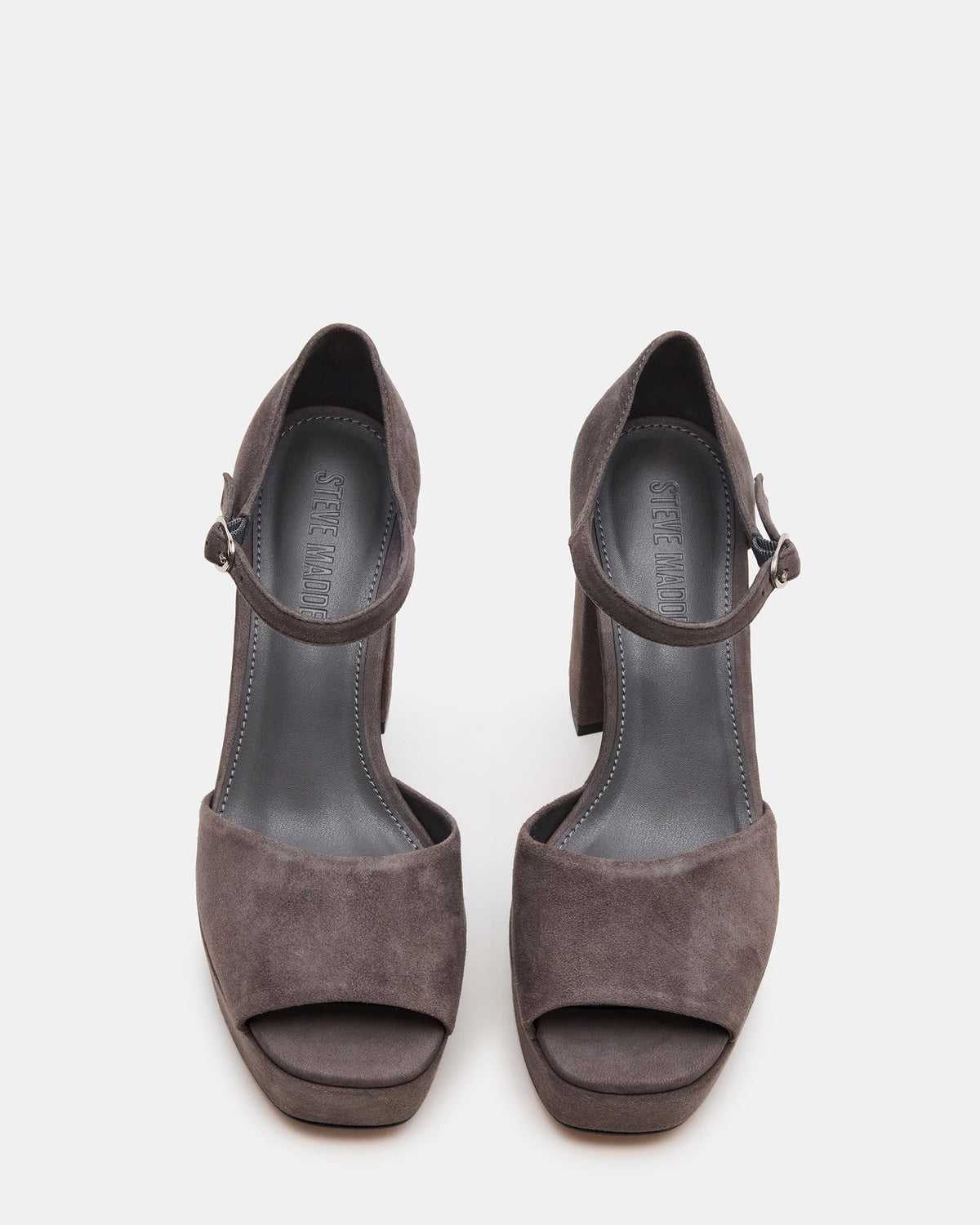 LONDON Grey Suede Platfrom Block Heel Square-Toe Women's Heel | Steve Madden Hot Sale