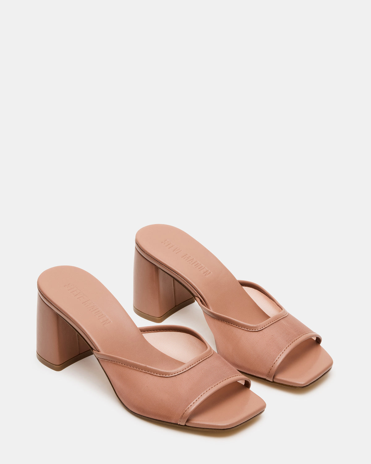 MADAME Mocha Square-Toe Mesh Mule Women's Heel | Steve Madden Quality