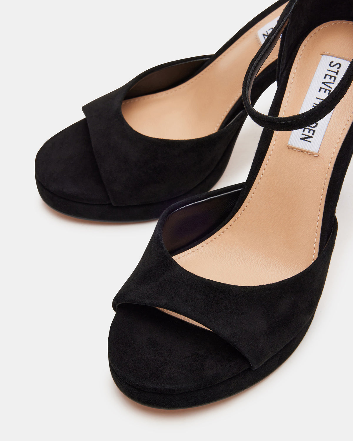 ESTER Black Suede Strappy Heel | Women's Heels | Steve Madden Customer Favorite