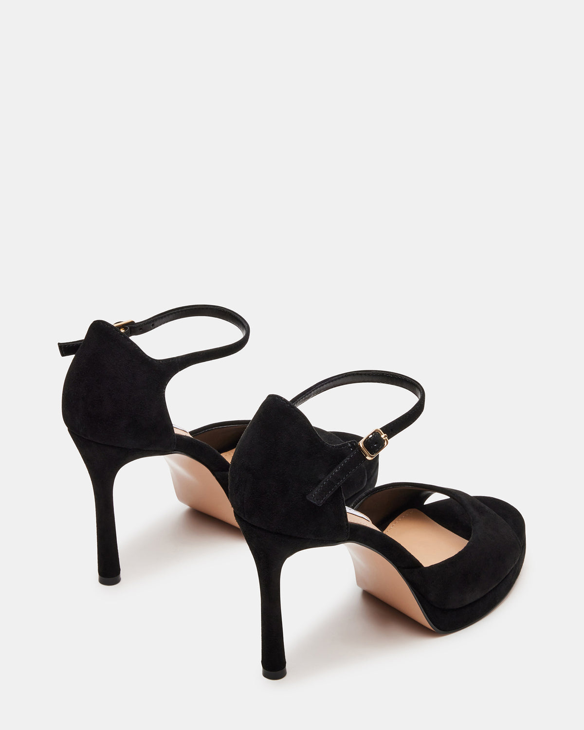 ESTER Black Suede Strappy Heel | Women's Heels | Steve Madden Customer Favorite