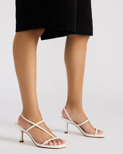 LOCKE White Women's Dainty Strappy Square Toe Heel | Steve Madden Trusted