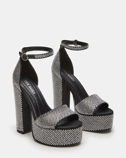 GLAM Rhinestones Platform Block Heel | Women's Heels | Steve Madden Popular