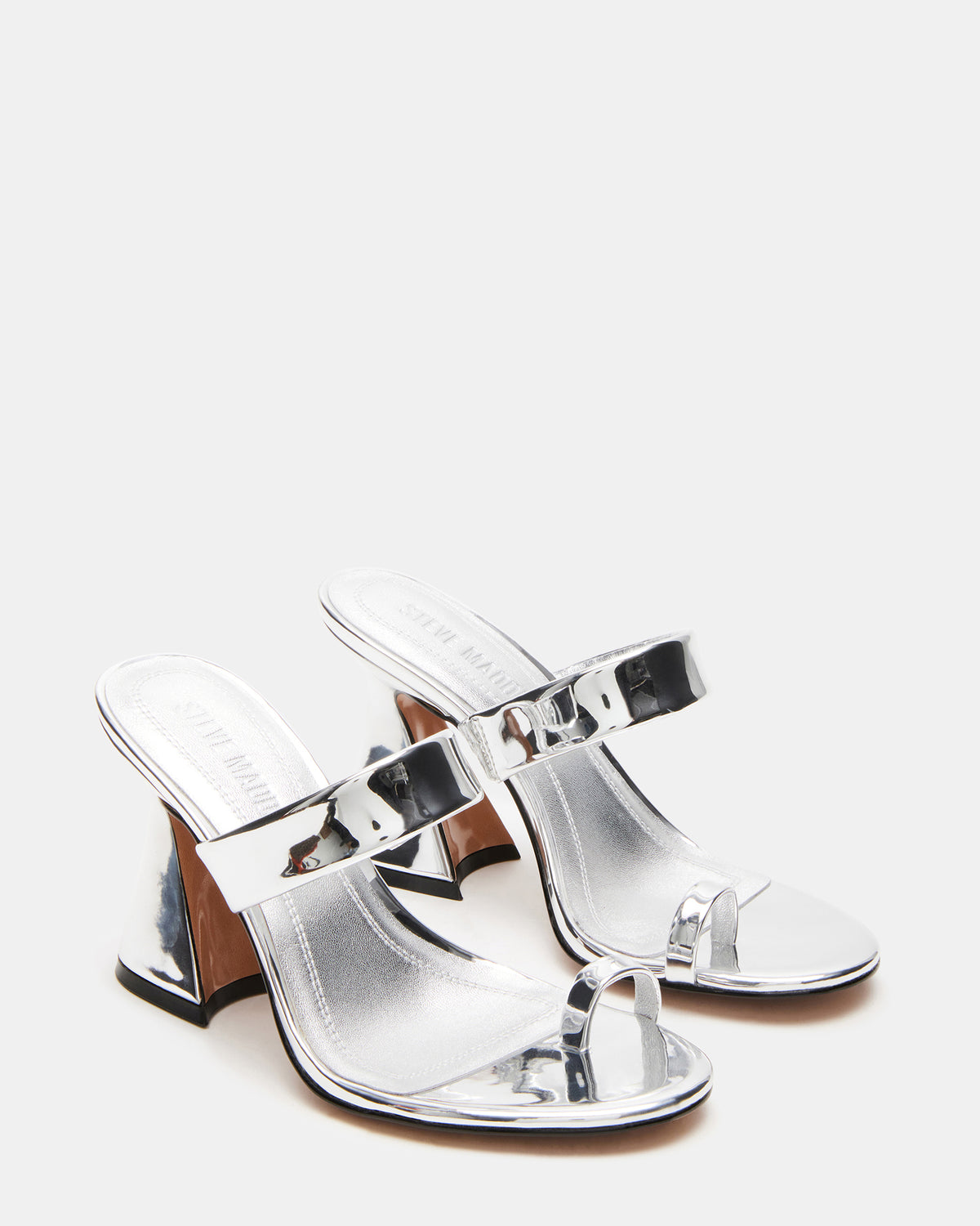 RENIE Silver Women's Open Toe Mule Heel | Steve Madden Trusted
