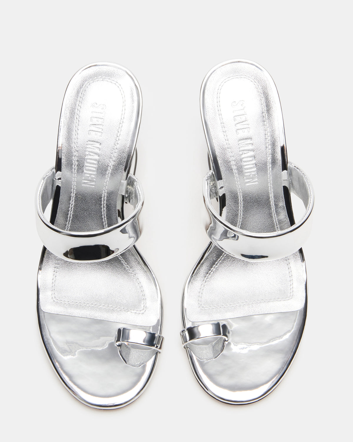 RENIE Silver Women's Open Toe Mule Heel | Steve Madden Trusted