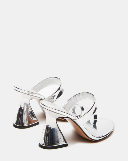 RENIE Silver Women's Open Toe Mule Heel | Steve Madden Trusted