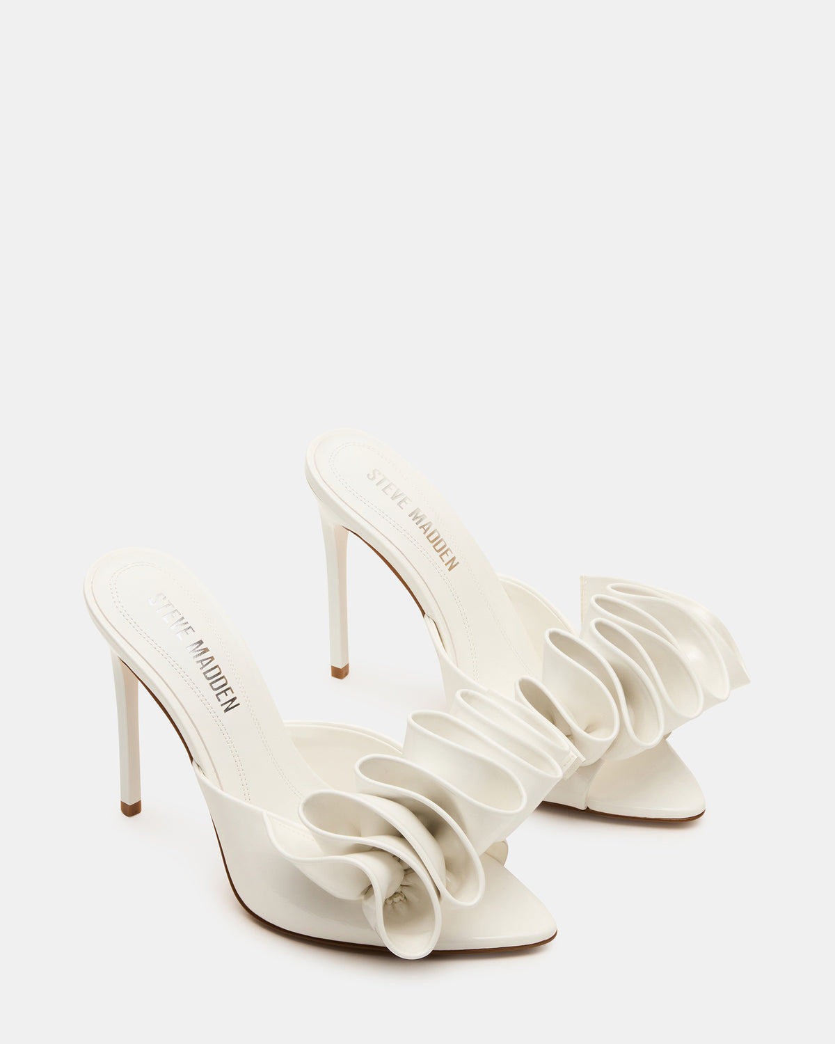 AFFINITY White Patent Pointed-Toe Stiletto Mule Women's Heel | Steve Madden Premium