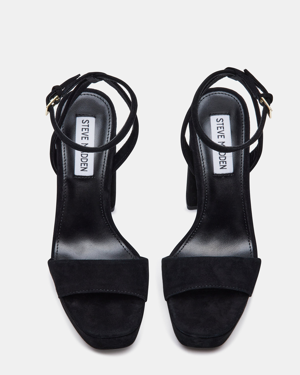 LESSA Black Suede Platform Block Heel | Women's Heels | Steve Madden Featured