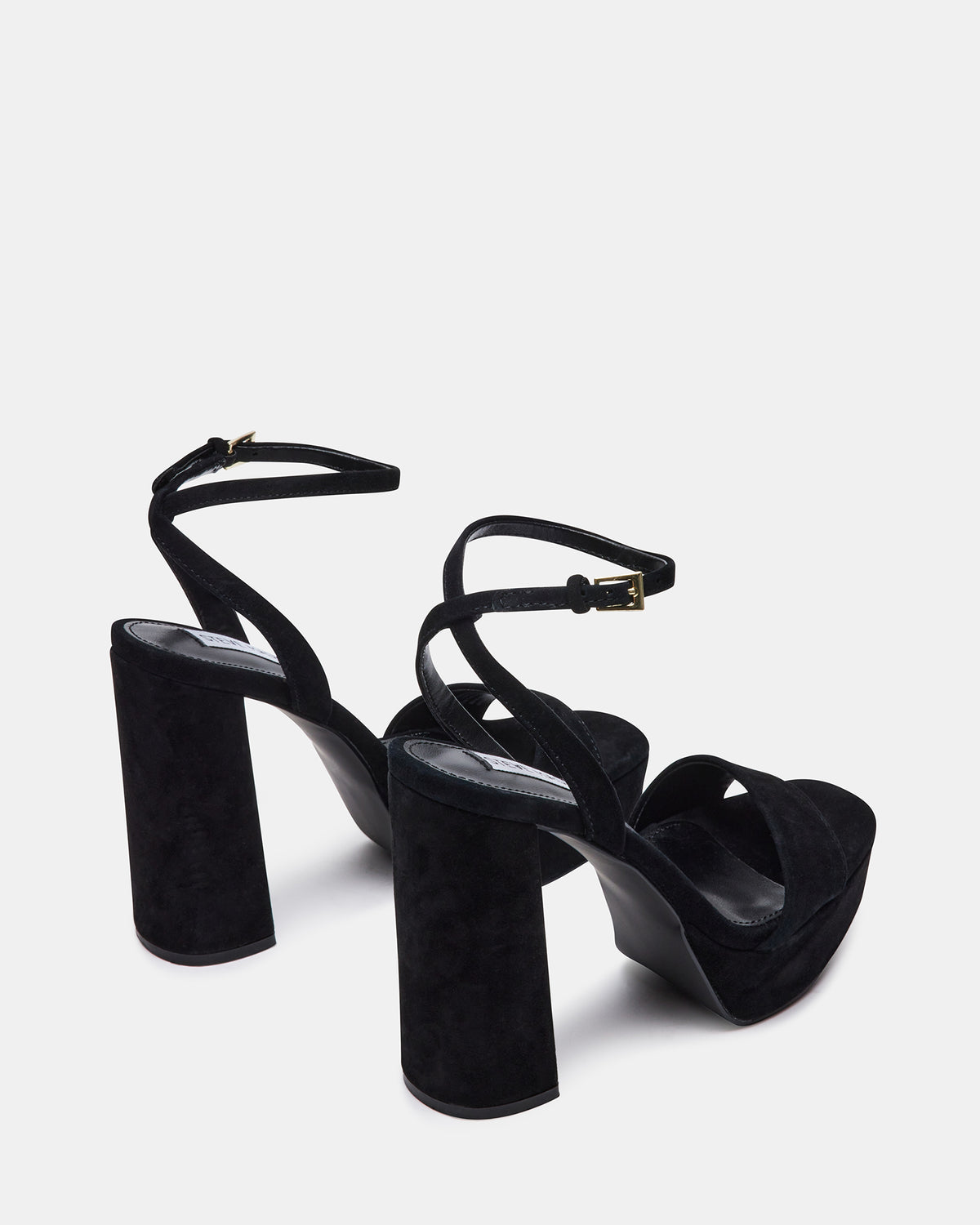 LESSA Black Suede Platform Block Heel | Women's Heels | Steve Madden Featured