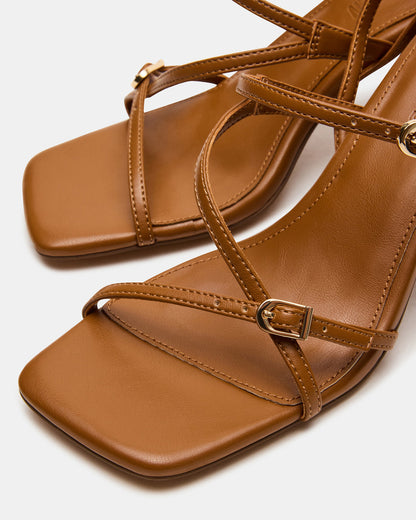VANTAGE Caramel Women's Square-Toe Strappy Slingback Heel | Steve Madden New