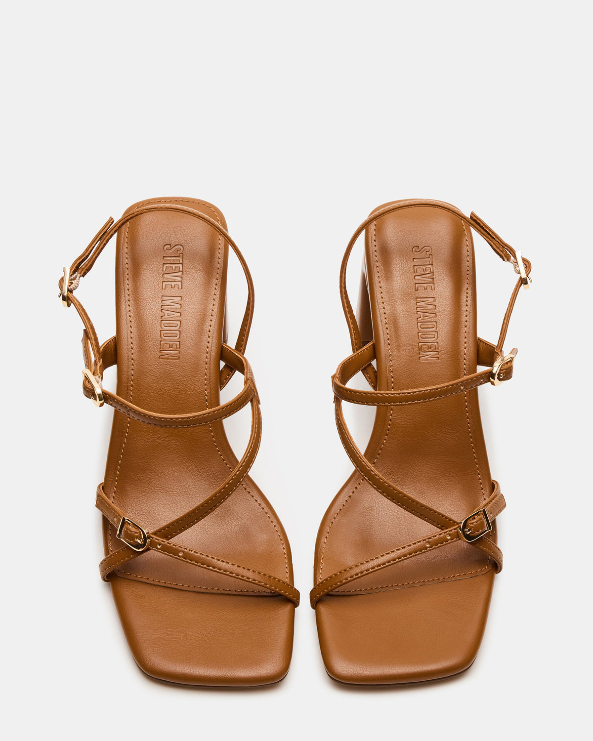 VANTAGE Caramel Women's Square-Toe Strappy Slingback Heel | Steve Madden New