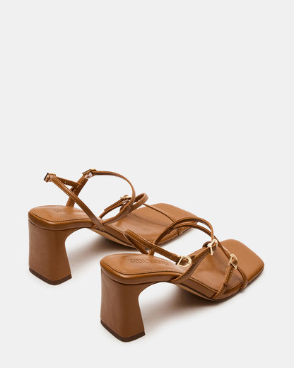 VANTAGE Caramel Women's Square-Toe Strappy Slingback Heel | Steve Madden New
