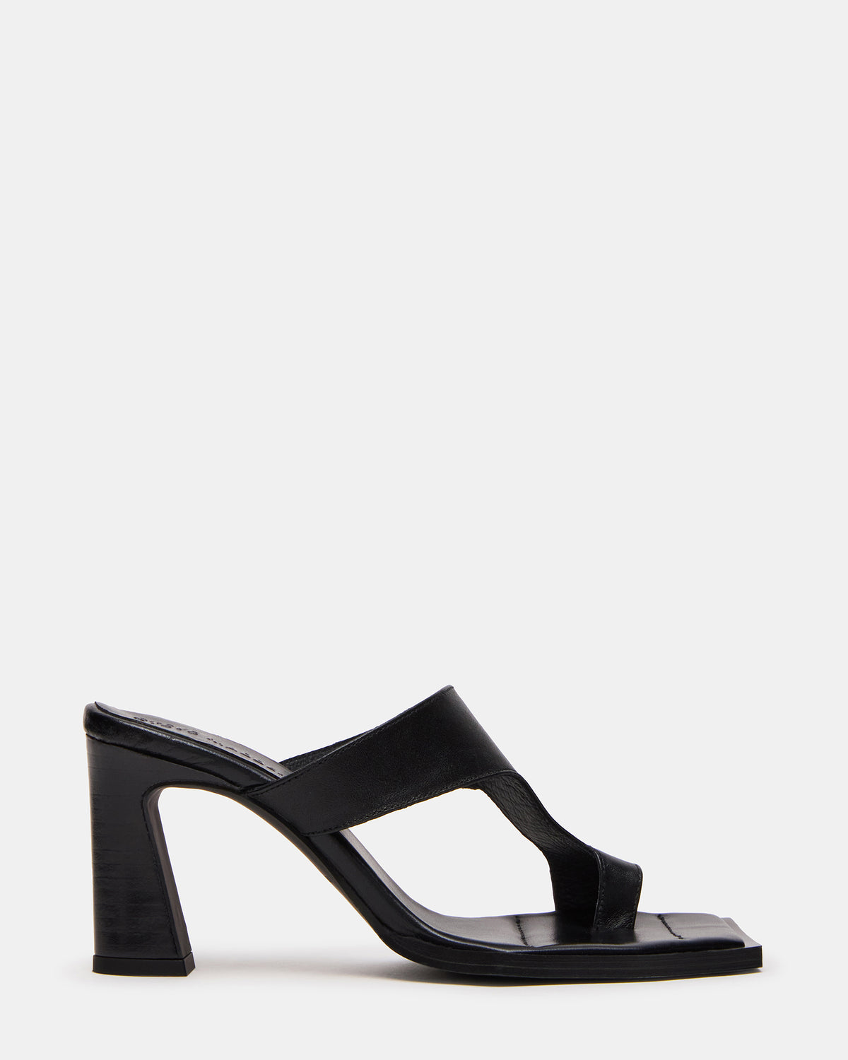 ALAMEDA Black Leather Square-Toe Mule Women's Heel | Steve Madden Essential