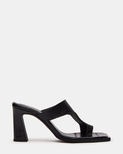 ALAMEDA Black Leather Square-Toe Mule Women's Heel | Steve Madden Essential
