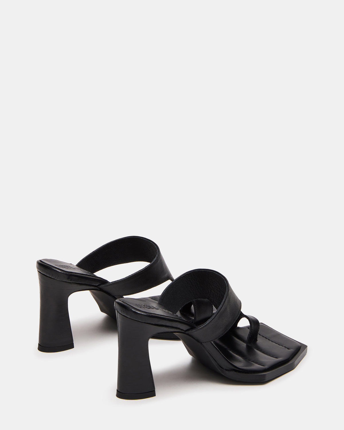 ALAMEDA Black Leather Square-Toe Mule Women's Heel | Steve Madden Essential
