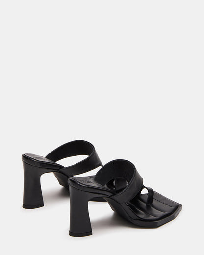 ALAMEDA Black Leather Square-Toe Mule Women's Heel | Steve Madden Essential