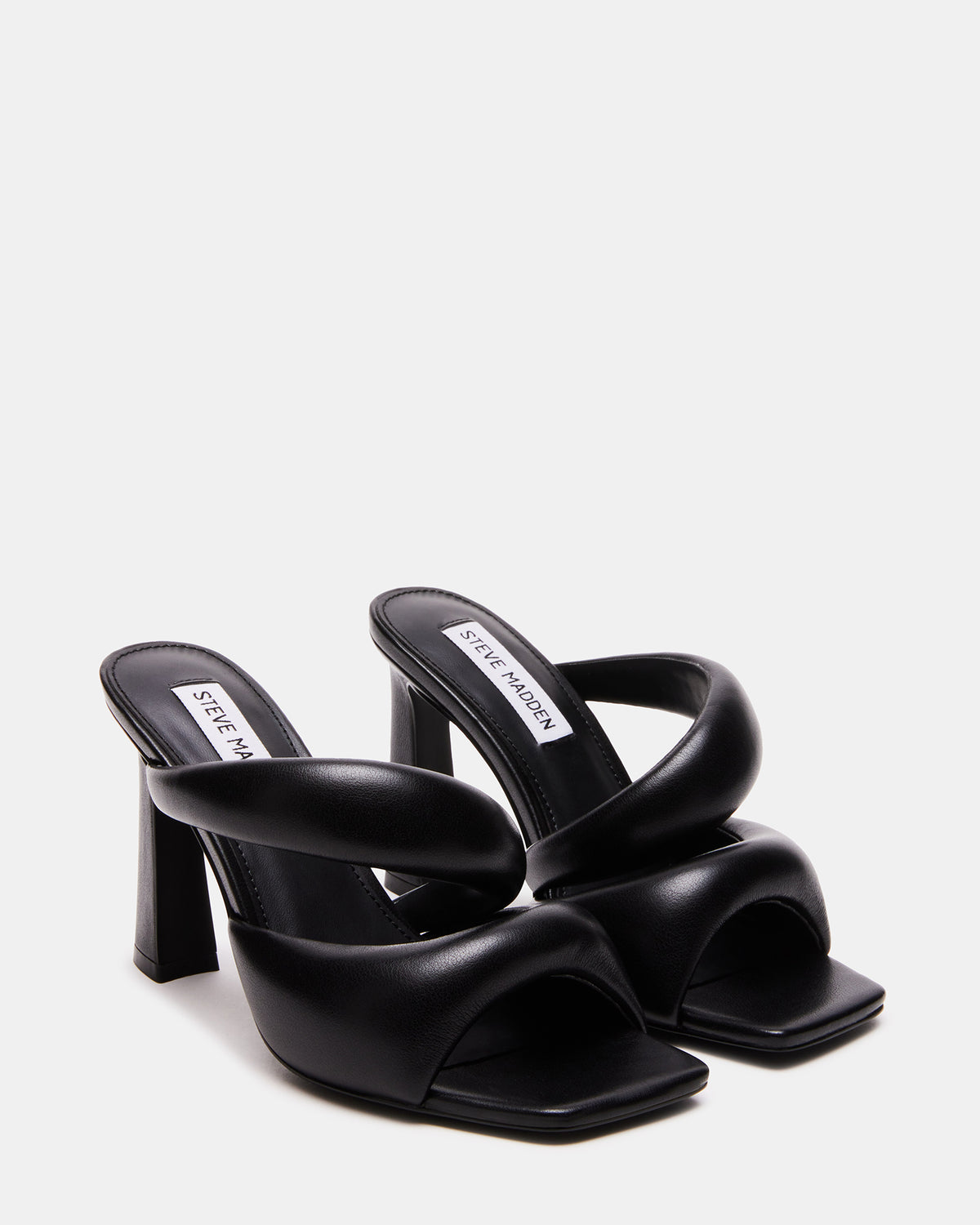 KLOSS Black Tubular Square Toe Mule | Women's Heels | Steve Madden Latest