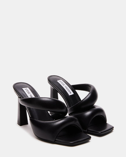 KLOSS Black Tubular Square Toe Mule | Women's Heels | Steve Madden Latest