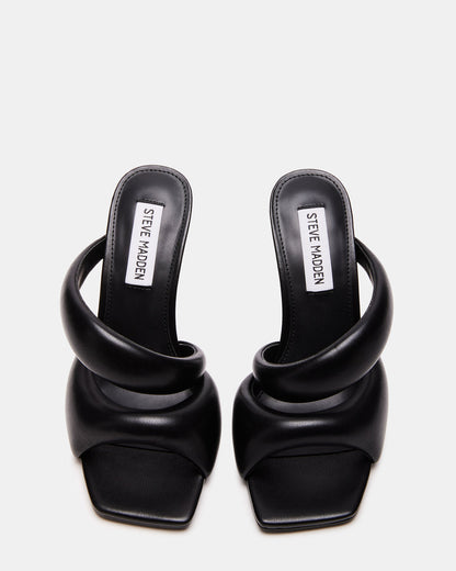 KLOSS Black Tubular Square Toe Mule | Women's Heels | Steve Madden Latest