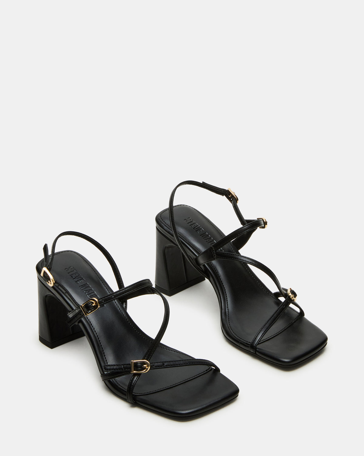 VANTAGE Black Women's Square-Toe Strappy Slingback Heel | Steve Madden Hot Sale