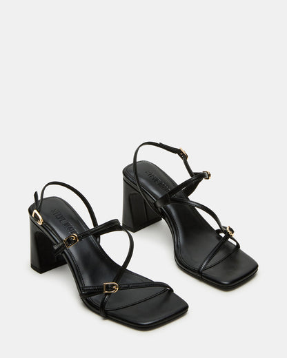 VANTAGE Black Women's Square-Toe Strappy Slingback Heel | Steve Madden Hot Sale