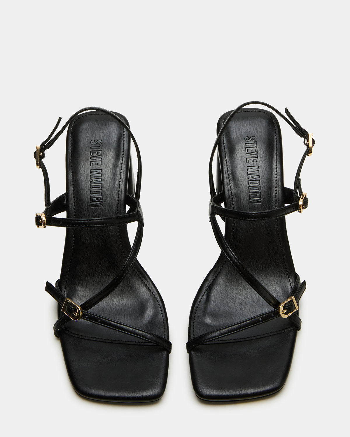 VANTAGE Black Women's Square-Toe Strappy Slingback Heel | Steve Madden Hot Sale