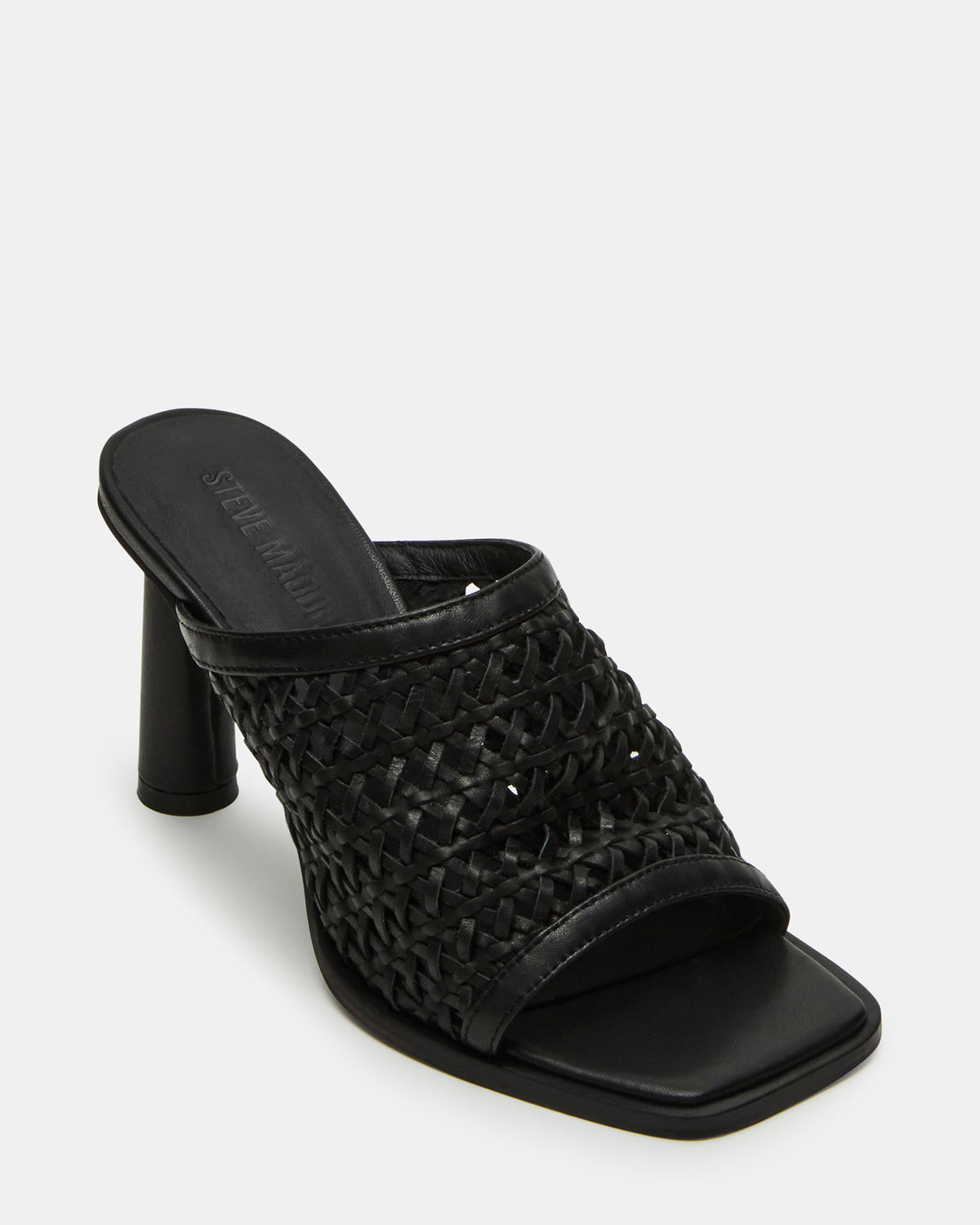 FRESCA Black Woven Square-Toe Mule Women's Heel | Steve Madden Value