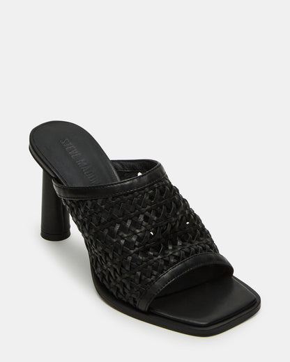 FRESCA Black Woven Square-Toe Mule Women's Heel | Steve Madden Value