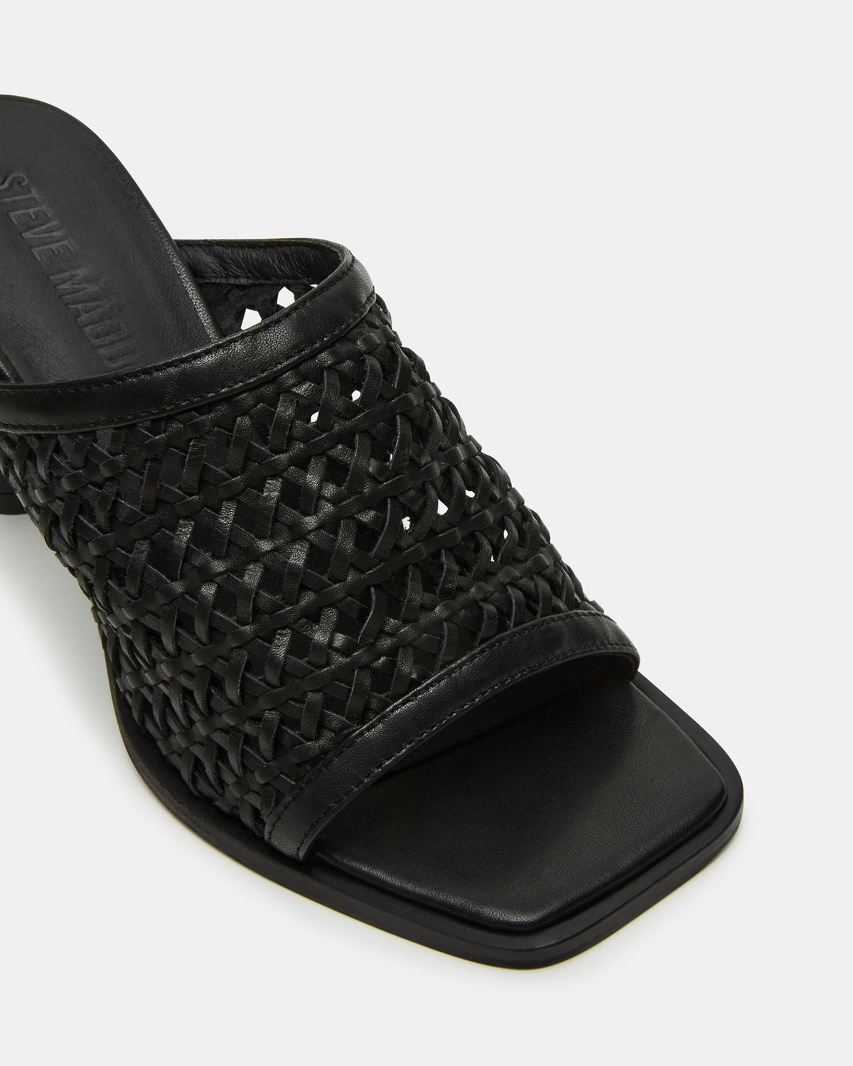 FRESCA Black Woven Square-Toe Mule Women's Heel | Steve Madden Value