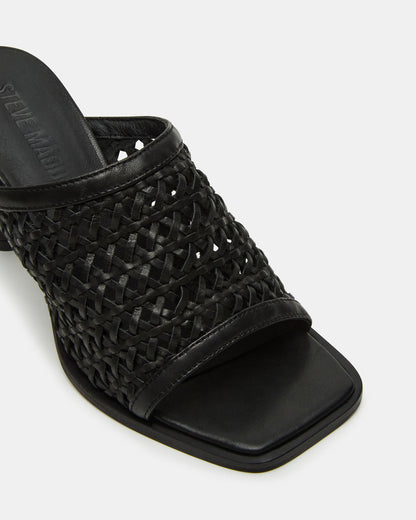 FRESCA Black Woven Square-Toe Mule Women's Heel | Steve Madden Value