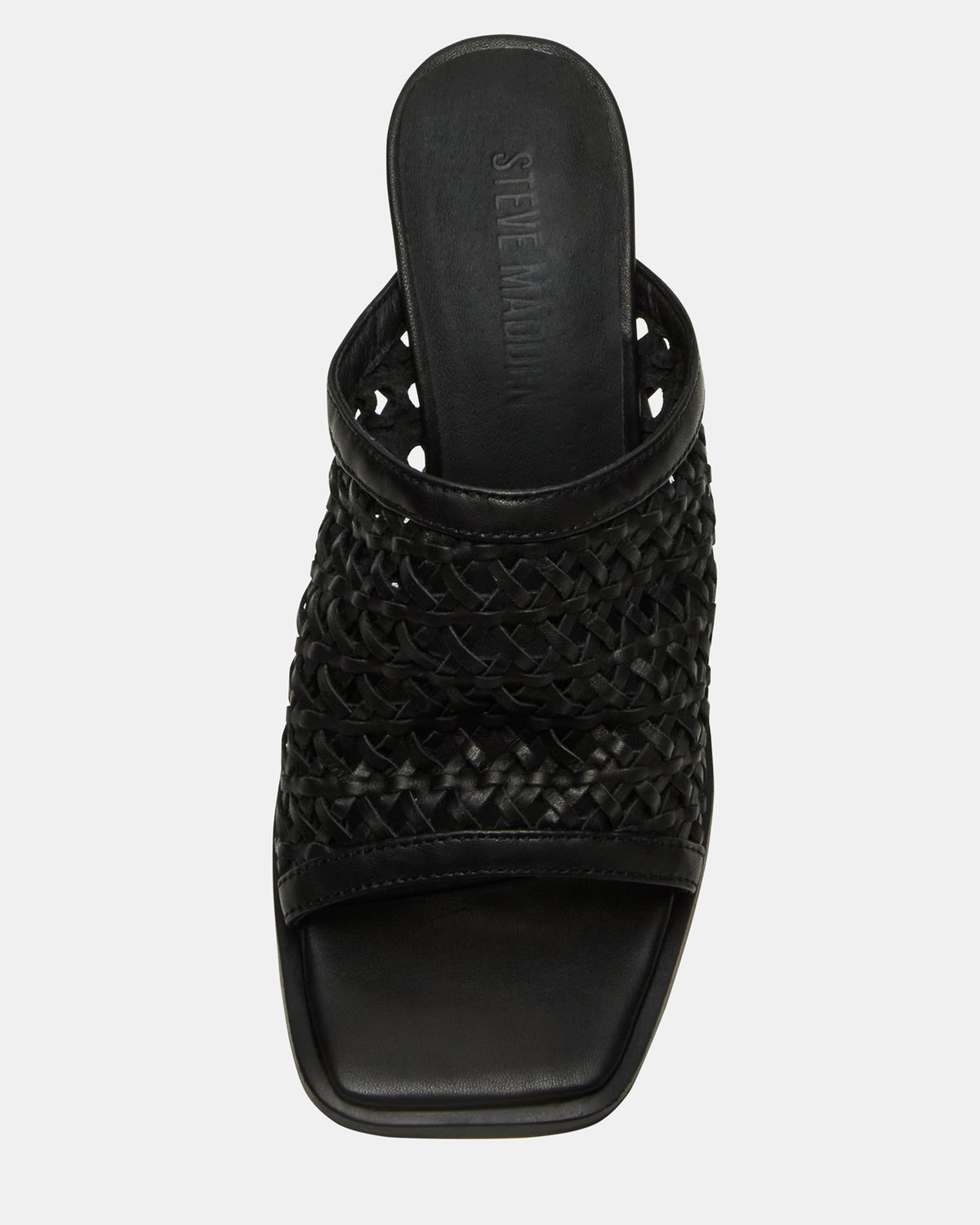 FRESCA Black Woven Square-Toe Mule Women's Heel | Steve Madden Value