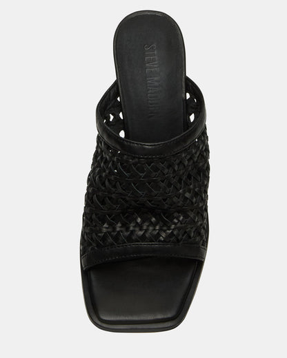 FRESCA Black Woven Square-Toe Mule Women's Heel | Steve Madden Value