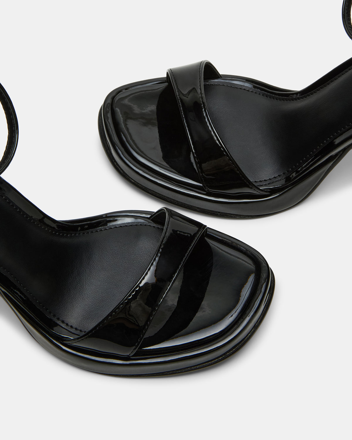 SULLIVAN Black Patent Square-Toe Strappy Heel | Women's Heels | Steve Madden Classic