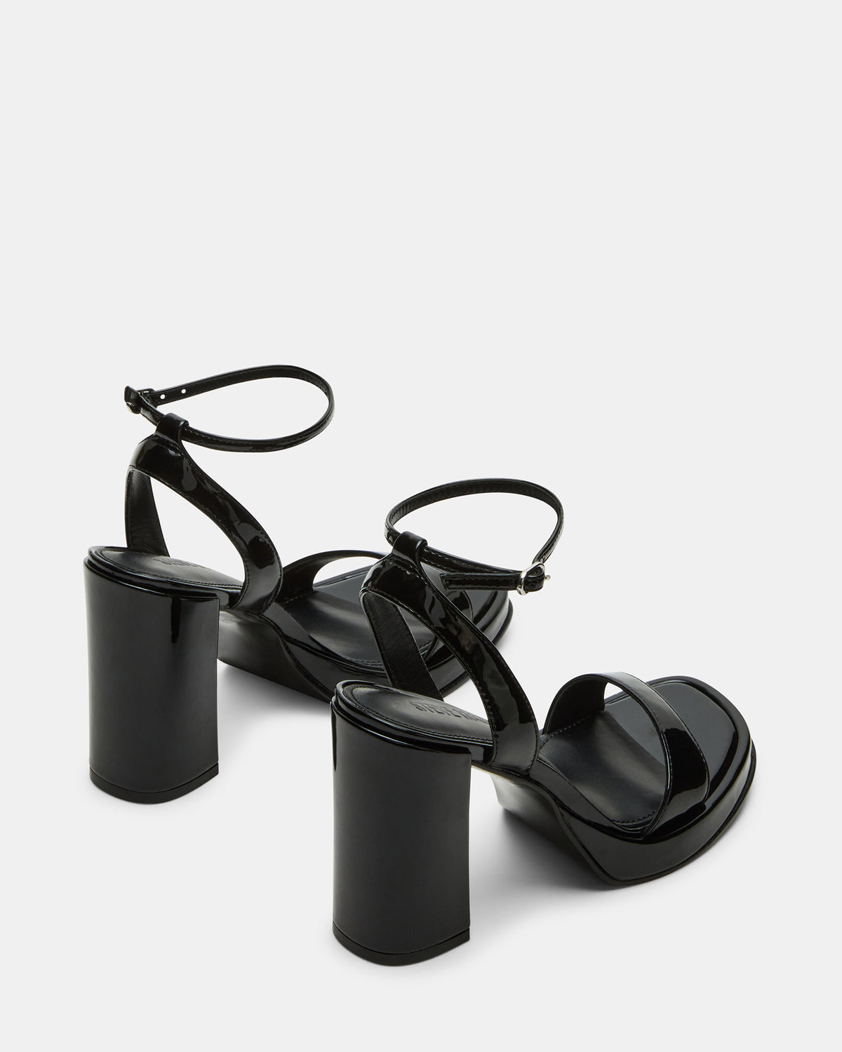 SULLIVAN Black Patent Square-Toe Strappy Heel | Women's Heels | Steve Madden Classic