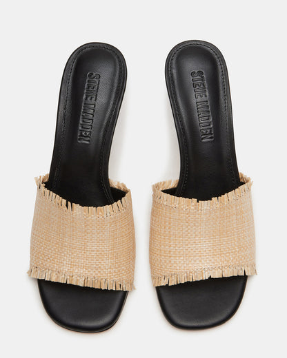 CRESCENT Raffia Square Toe Mule Heel | Women's Heels | Steve Madden Smart Buy