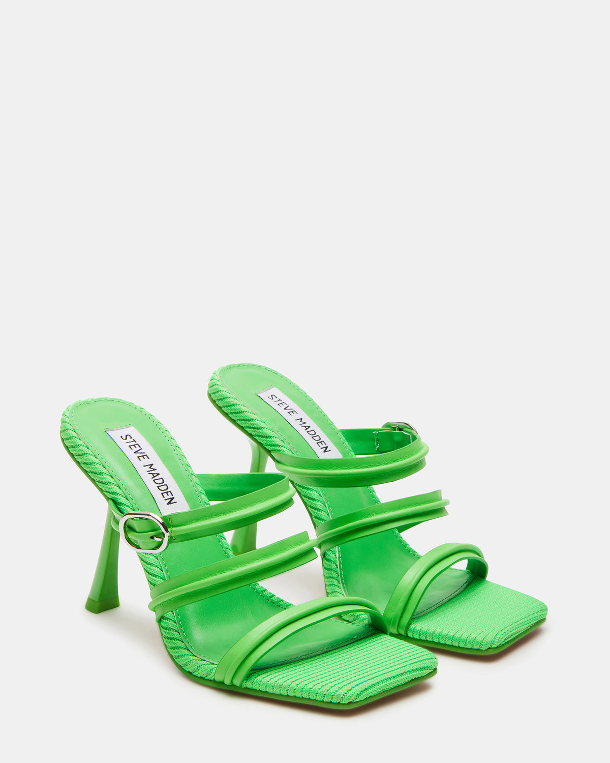 TRIN Green Strappy Square Toe Mule | Women's Heels | Steve Madden Everyday