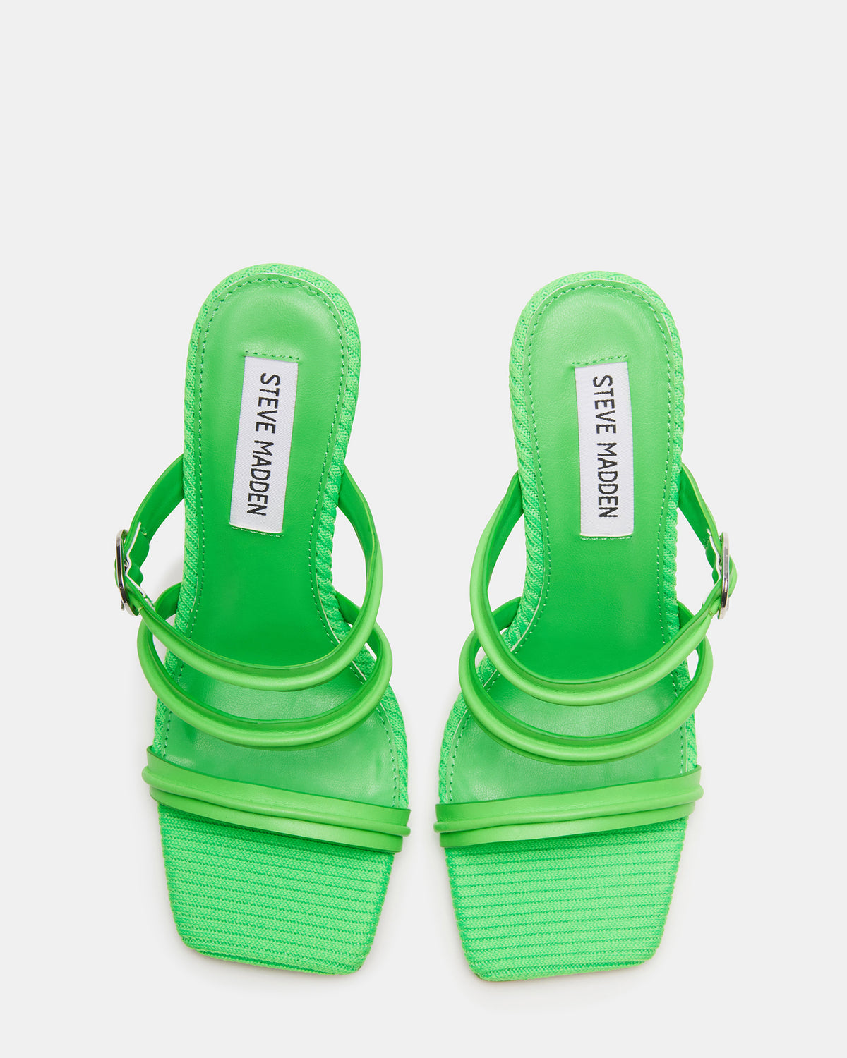TRIN Green Strappy Square Toe Mule | Women's Heels | Steve Madden Everyday