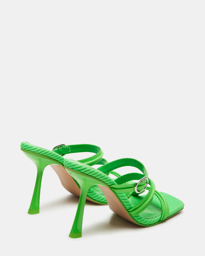 TRIN Green Strappy Square Toe Mule | Women's Heels | Steve Madden Everyday