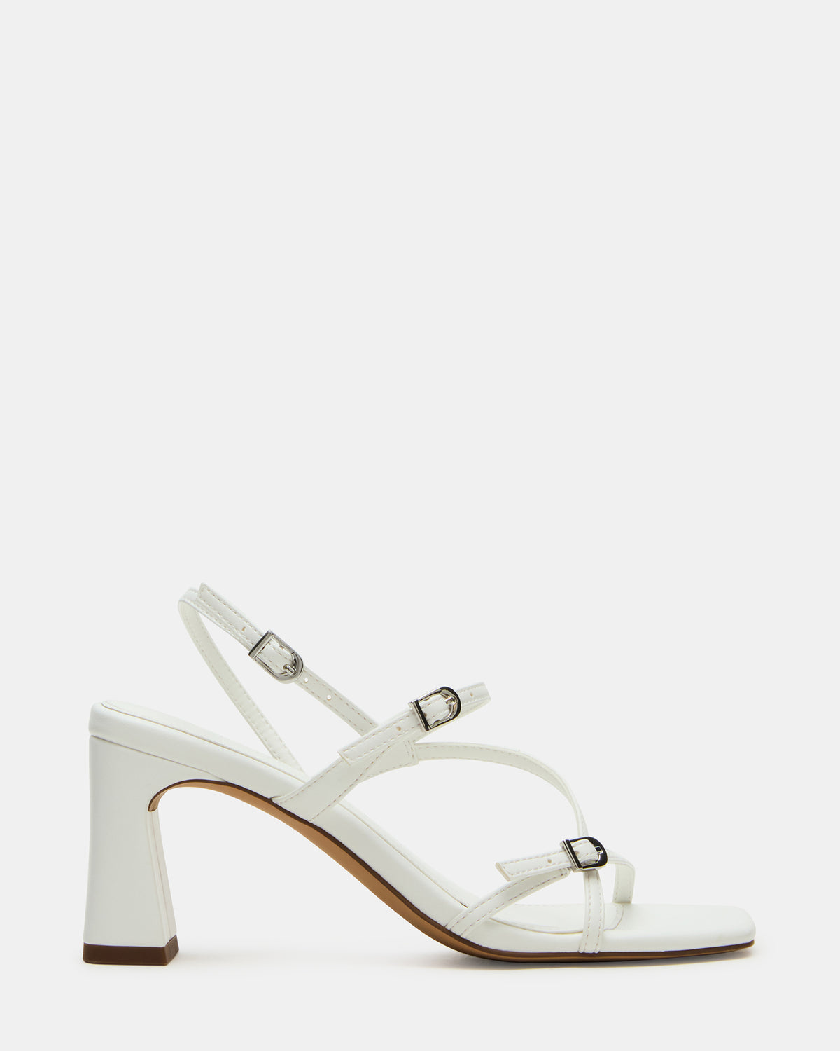 VANTAGE White Women's Square-Toe Strappy Slingback Heel | Steve Madden Premium